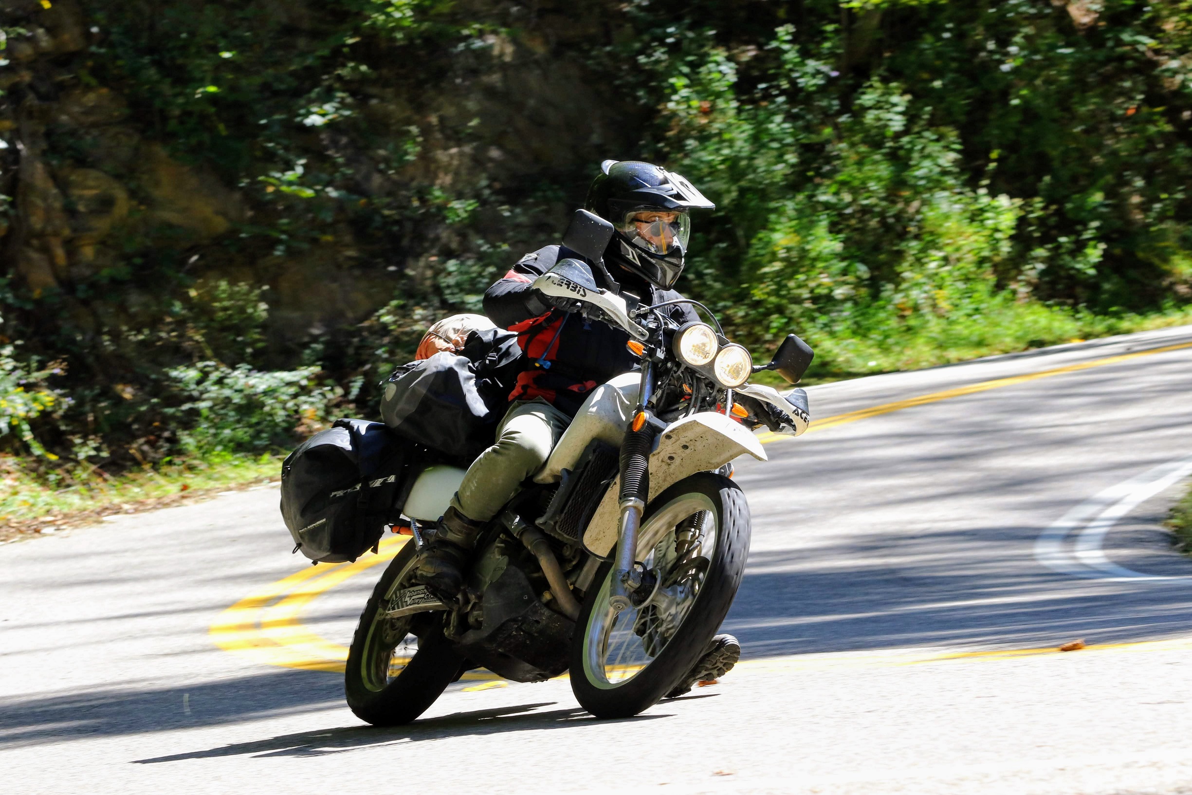 Me riding the mighty DR on the Tail of the Dragon, North Carolina, USA